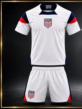 🇺🇸 USA Kids Youth White Soccer Kit – Home Edition